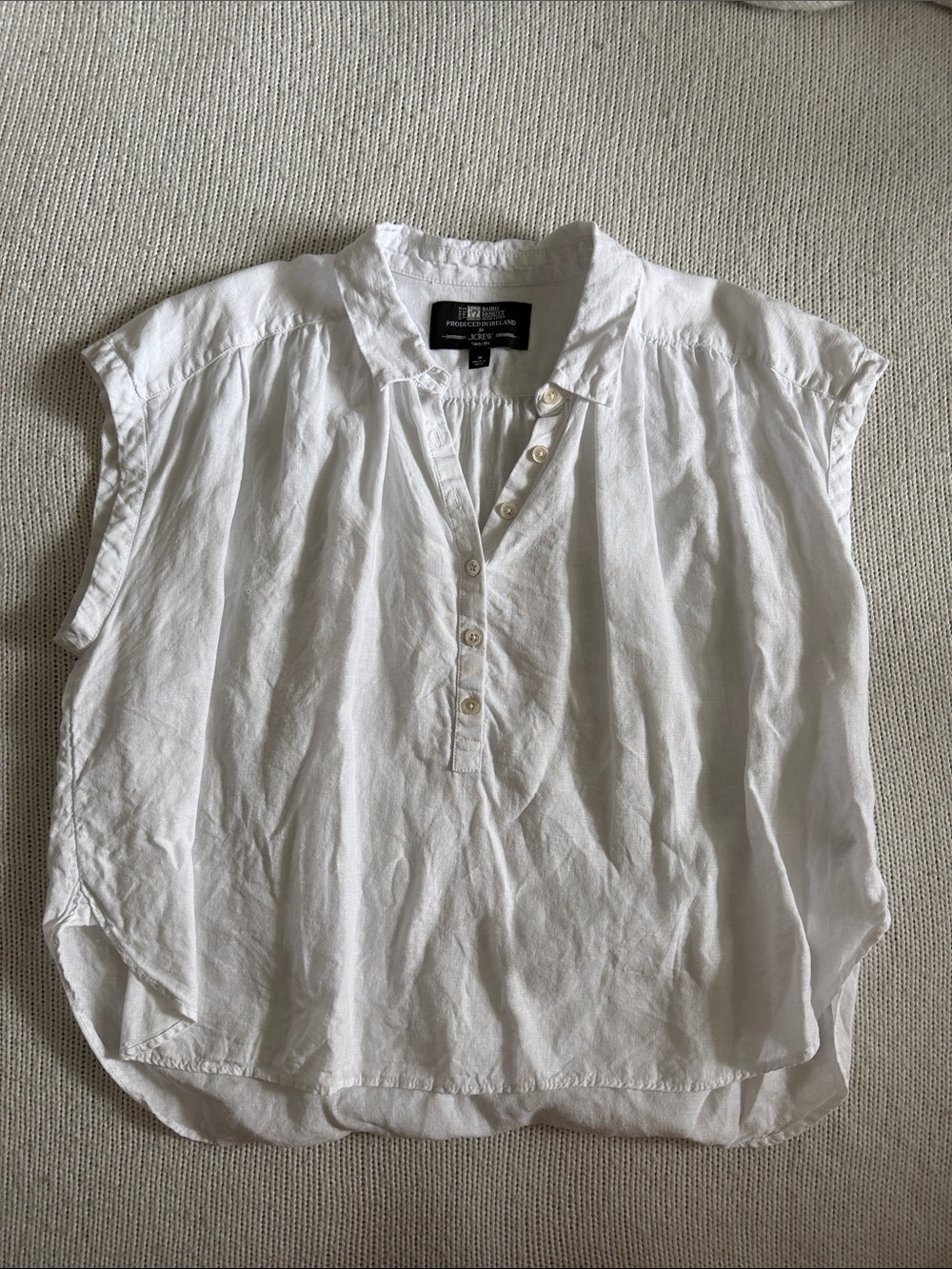 Baird McNutt for J Crew 100% Linen Short Sleeve Top White Size Medium